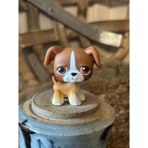 LPS| Littlest Pet Shop Authentic #25 Brown Boxer with Brown Eyes Vintage - Picture 1 of 6